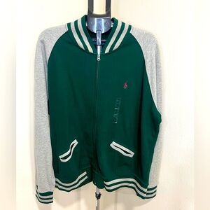 Polo Ralph Lauren Green and Gray Zip-Up Sweater